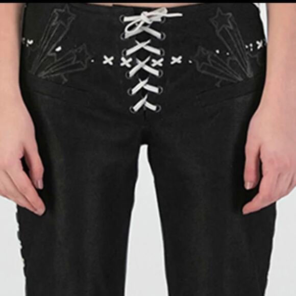 Free People x Dancassab Black Lambskin Leather Tie-Waist Jeans Limited Edition - Picture 8 of 10